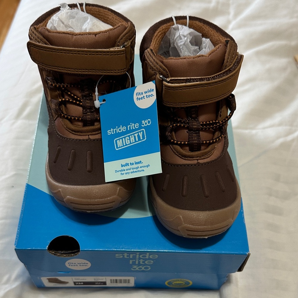 Stride Rite Kids Tan and Brown Boots- Nebraska Style